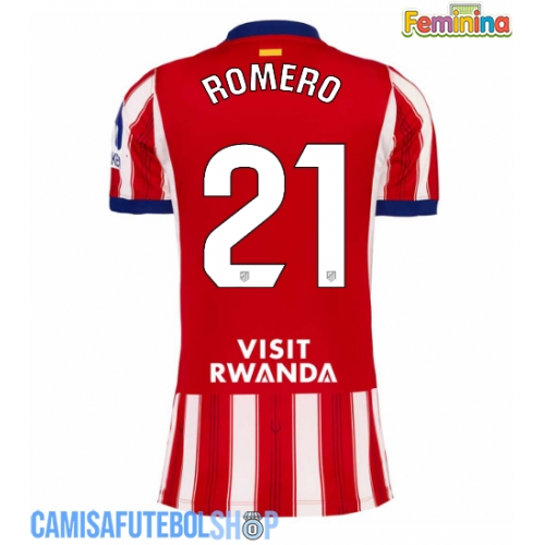 Camisa de time de futebol Atletico Madrid Cristian Romero #21 Replicas 1º Equipamento Feminina 2026-27 Manga Curta